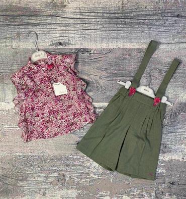 COMPLETO BABY A C2168 PANTAPALAZZO + CASACCA FUCSIA FIORI BABY