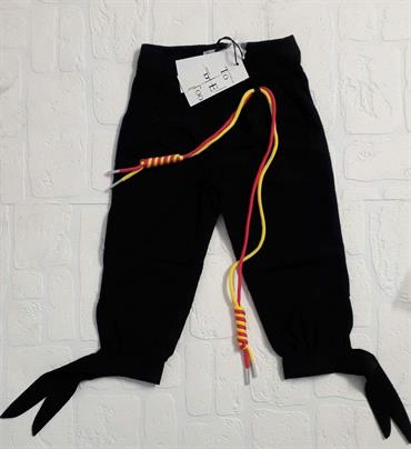 PANTALONE TO BE TOO TBT1045 BABY NERO LACCI COLORATI