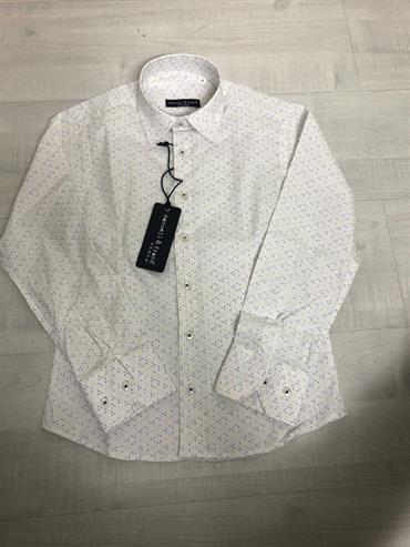 CAMICIA BIANCA FANTASIE GIALLE E BLU MF3108R MANUELL & FRANK