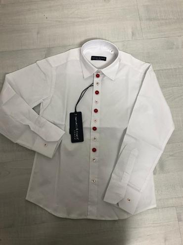 CAMICIA BIANCA BOTTONI ROSSI MF3115R MANUELL & FRANK
