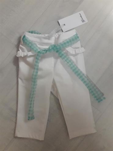 PANTALONE GAIALUNA GN2610 BIANCO CINTA VERDE ACQUA