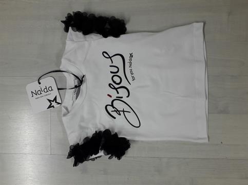 T7SHIRT BIANCA APPLICAZ NERE NAIDA NATS030