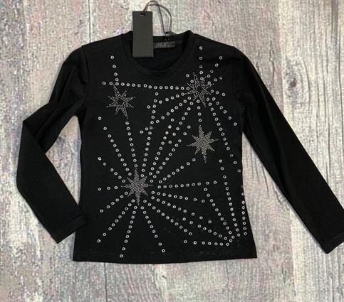 T-SHIRT ML J'AIME 3197G-TS NERO BRILLANTINI JUNIOR