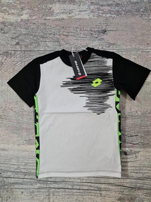 T SHIRT LOTTO LTFW628 BABY/JUNIOR BIANCA NERA VERDE