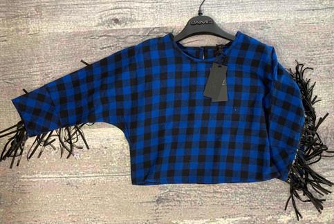 MAGLIA J'AIME' 3272-MG JUNIOR QUADRI BLU/NERO FRANGE ECO