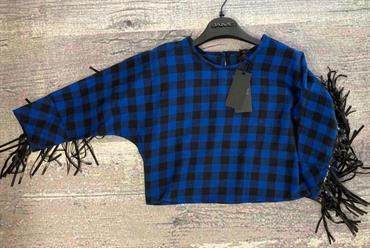 MAGLIA J'AIME' 3272-MG JUNIOR QUADRI BLU/NERO FRANGE ECO