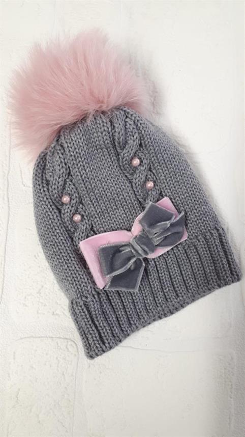 CAPPELLINO CATYA 125567 NEO GRIGIO TRECC/PERLINE PON PON PELLIC.