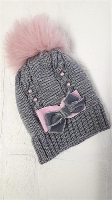 CAPPELLINO CATYA 125567 NEO GRIGIO TRECC/PERLINE PON PON PELLIC.