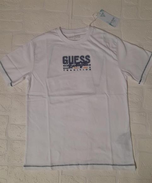 T-SHIRT MC GUESS L2GI07K8HM0-G011 JUNIOR BIANCO LOGO BLU