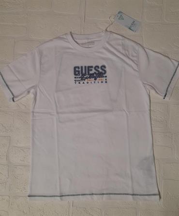 T-SHIRT MC GUESS L2GI07K8HM0-G011 JUNIOR BIANCO LOGO BLU