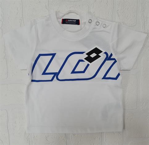 T SHIRT LOTTO LTNSS854 NEONATO BIANCA SCRITTA BLU