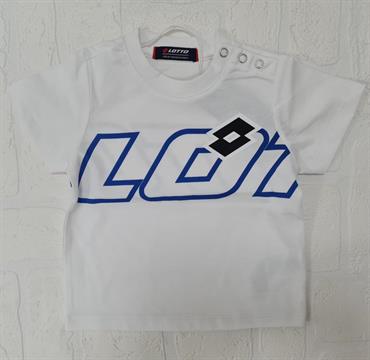 T SHIRT LOTTO LTNSS854 NEONATO BIANCA SCRITTA BLU
