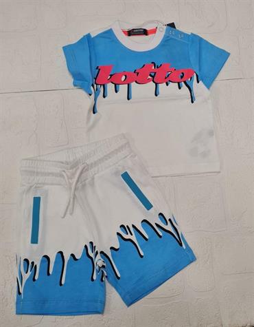 COMPLETO LOTTO NEONATO LTNSS852 T SHIRT E BERMUDA BIANCO/AZZUR