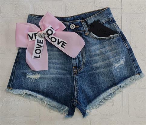 SHORTS DI JEANS J'AIME 3377G-SH FIOCCO ROSA JUNIOR