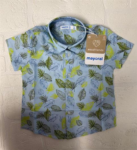 CAMICIA MC MAYORAL 1115 AZZURRO FOGLIE NEO