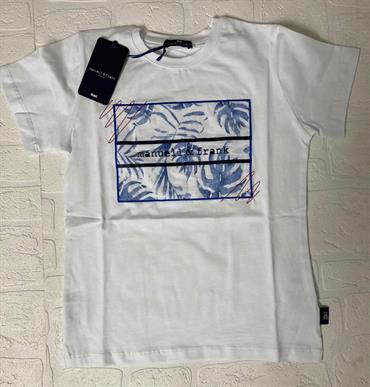 T-SHIRT MC M&F MF7191R BIANCO SCRITTA BLU DISEGNO JUNIOR