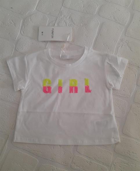 T-SHIRT MC FUN&FUN FNBTS10595 BIANCO SCRITTA FLUO BABY