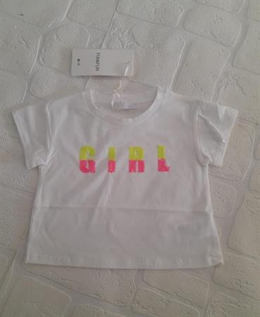 T-SHIRT MC FUN&FUN FNBTS10595 BIANCO SCRITTA FLUO BABY