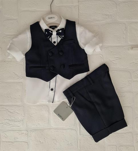 COMPLETO BABY A A2273/BR BLU CAMICIA/GILET/BERMUDA NEO