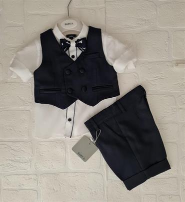 COMPLETO BABY A A2273/BR BLU CAMICIA/GILET/BERMUDA NEO