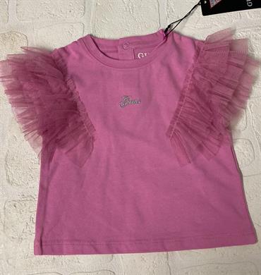 T-SHIRT MC GUESS K3RI10K6YW0-G66S ROSA TULLE MANICHE NEO