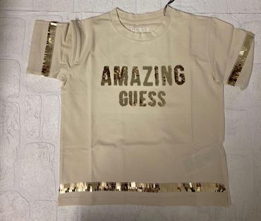 T-SHIRT MC GUESS J3RI19K6YW1-G1V1 BEIGE PAILETTES JUNIOR