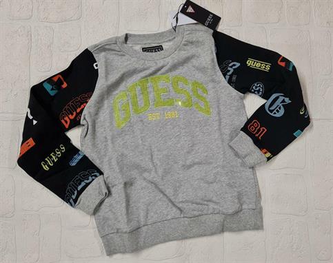 FELPA GUESS L3RQ05KA6R3-H9C9 JUNIOR GRIGIA SCRITTE MANICHE