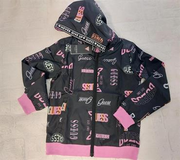 GIUBBINO A VENTO GUESS J3RL16WDGX0-P45A NERO CON SCRITTE JUNIOR