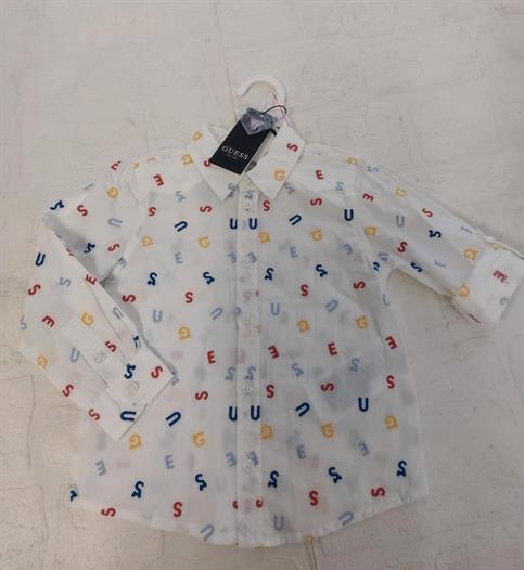 CAMICIA GUESS N3RH07WBHQ0-F9DL BIANCO LETTERE COLORATE BABY