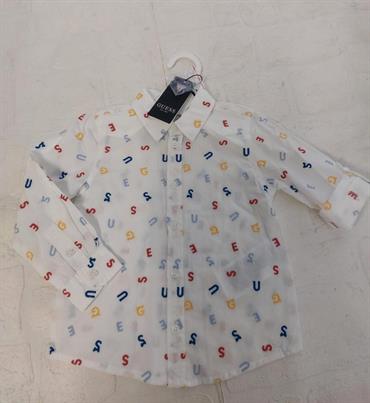 CAMICIA GUESS N3RH07WBHQ0-F9DL BIANCO LETTERE COLORATE BABY