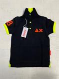 POLO MC SUN68 A33322 NERO LOGO FLUO BABY