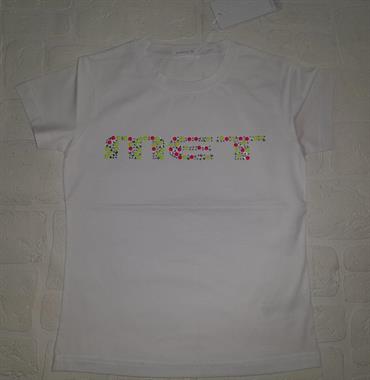 T-SHIRT MC MET 293 JUNIOR BIANCA LOGO STRASS/FLUO