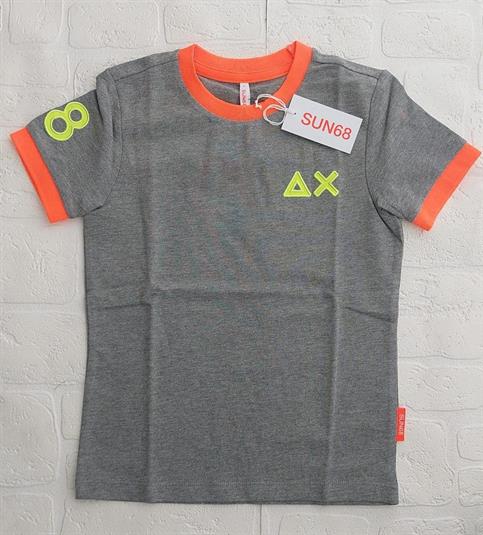 T-SHIRT MC SUN68 T33322 GRIGIO LOGO FLUO JUNIOR