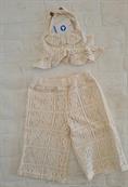 COMPLETO PANTALONE+TOP CROP 3511 MERLETTO BEIGE BABY