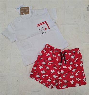 completo t-shirt+costume mayoral 1639 bianco/rosso neo