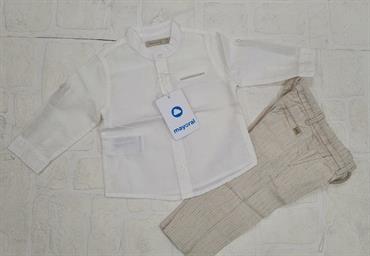 completo camicia e pantalone lino mayoral  1527 beige neo