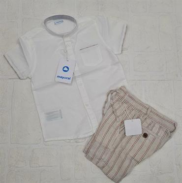 coordinato mayoral 3240 corto righe beige lino baby