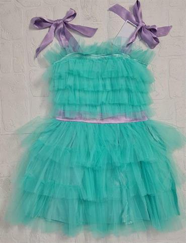 ABITO TULLE MET ME262 VERDE TIFFANY/LILLA JUNIOR