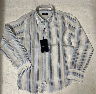 CAMICIA M&F MF3319R NATURAL RIGHE BEIGE/AZZURRO JUNIOR