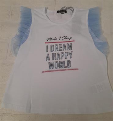 CANOTTA MANICA TULLE J'AIME 4451G BIANCO JUNIOR