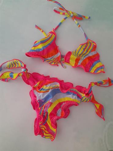 costume 2pz faak FJ23-1542U fantasia rosa fluo baby/junior