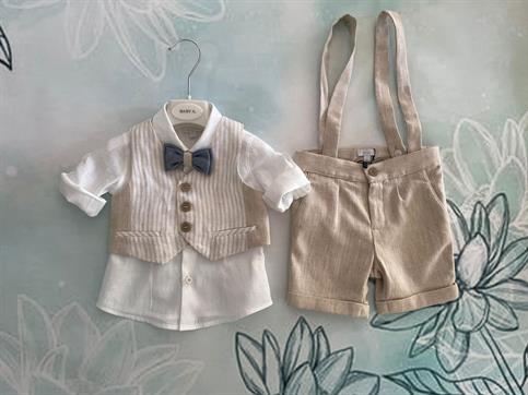 completo baby a E2846 beige corto bretelle neo