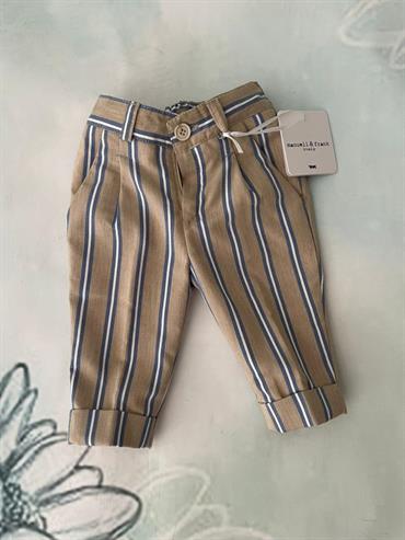 pantalone elegante m&f MF142I righe beige/denim neo