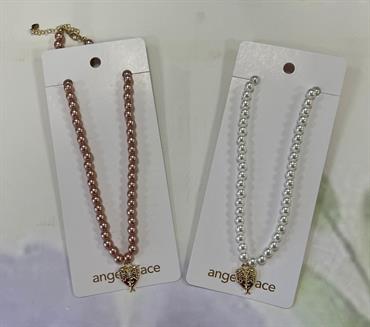 COLLANA ANGEL'S FACE NECKLACE PERLE ROSA/BIANCA