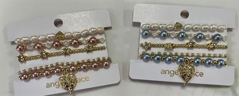 BRACCIALI ANGEL'S FACE PERLE ROSA/CELESTE