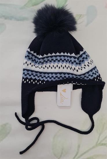 CAPPELLO CATYA 327614/1 BLU PONPON VOLPE LACCI BABY