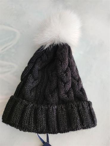 CAPPELLO M&F MFCP12PB BABY NERO POMPOM BIANCO