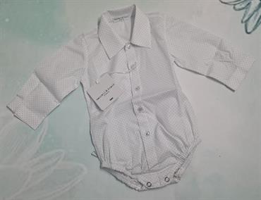 CAMICIA BODY MANUELL&FRANK MF3373I NEONATO BIANCA POIS CELESTI